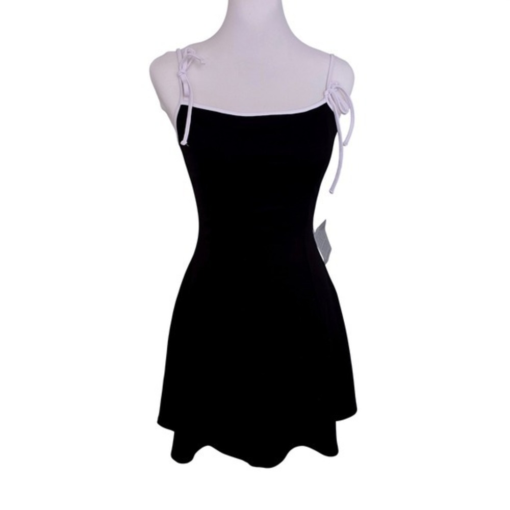 Lush‎ Black White Trim Tie Strap Mini Dress Small NWT